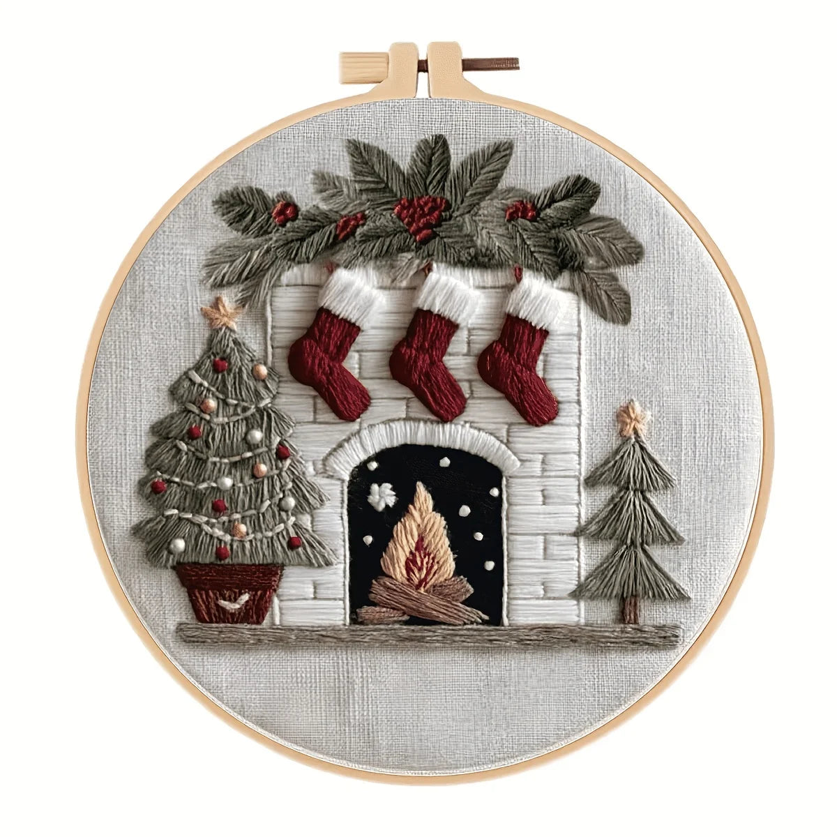 Embroidery Kit Christmas DIY Hoop Art Gnomes Village Ornaments Gift