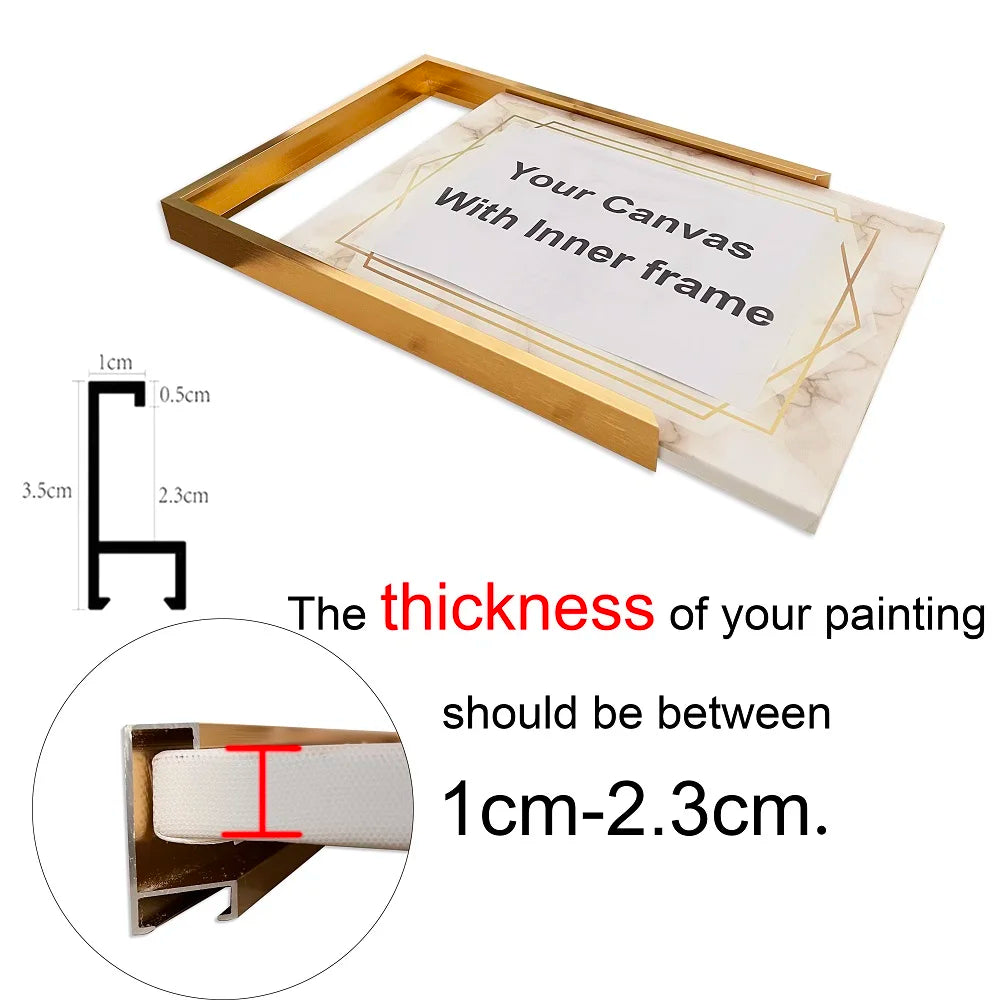 Aluminum Alloy Outer Canvas Frame 7 Colors 8 Sizes Gallery Wall Art Display