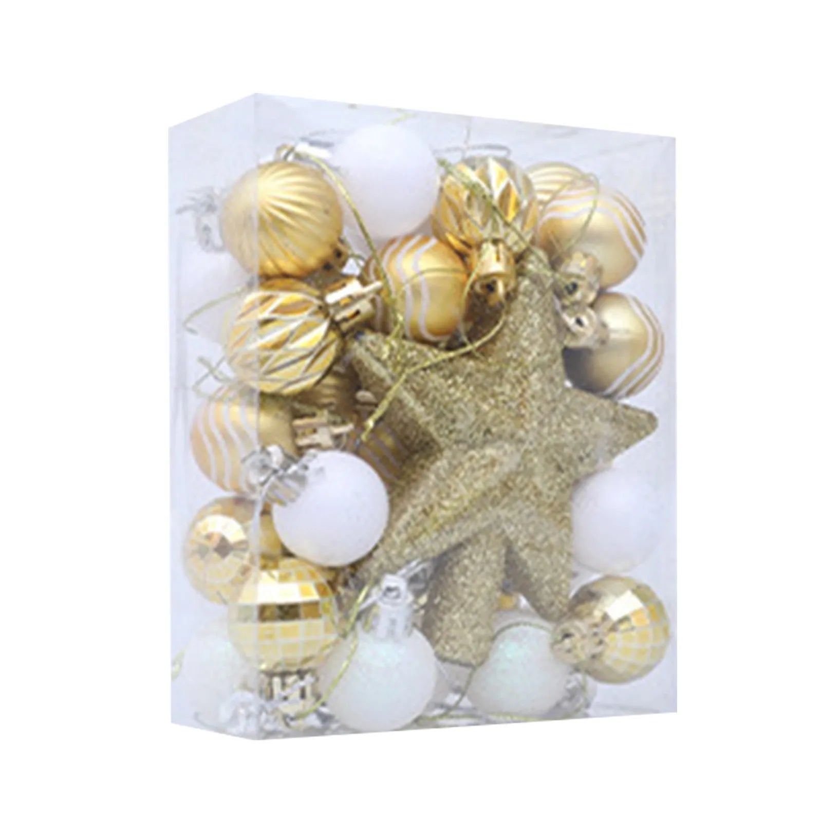 Christmas Ball Ornament Set Multi-Color Glitter Star Design Festive Holiday Christmas Tree Decoration Accessory Variety Pack