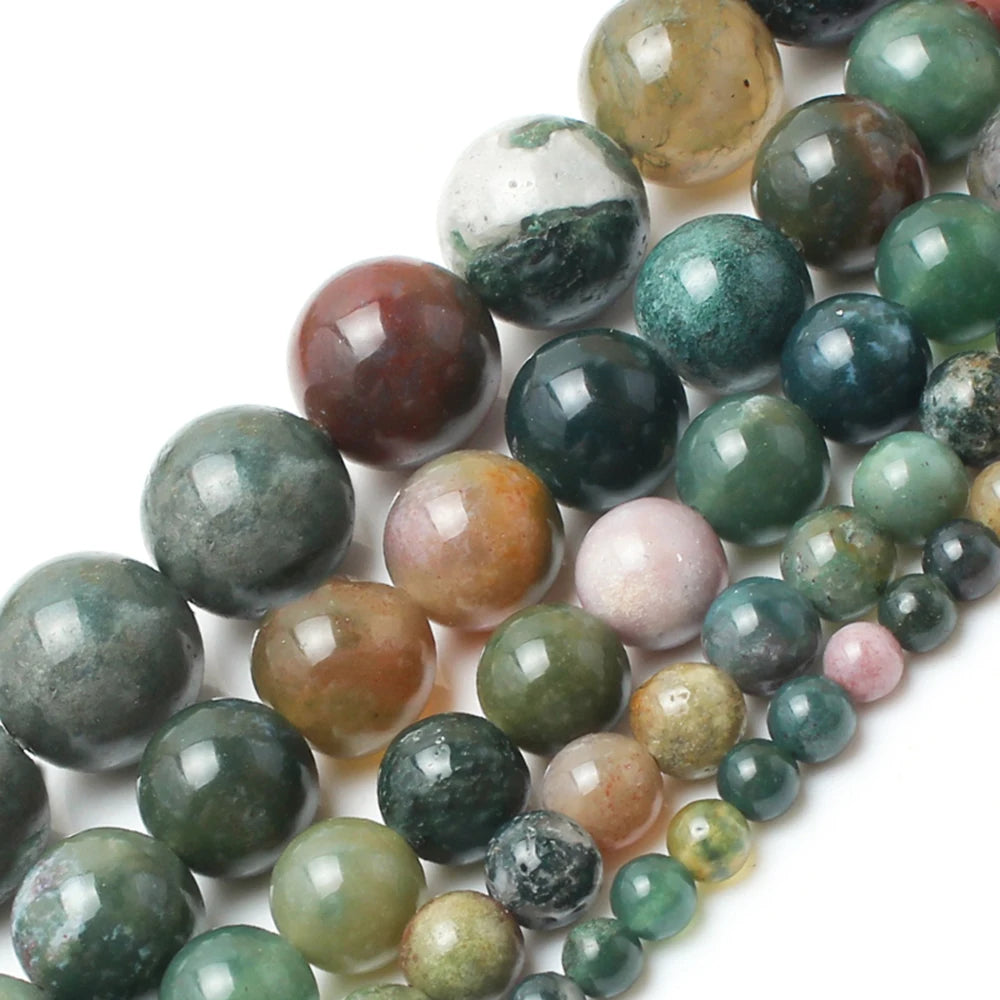 Stone Beads Round Green Agate Jasper Tiger Eye Styles for DIY Jewelry Making