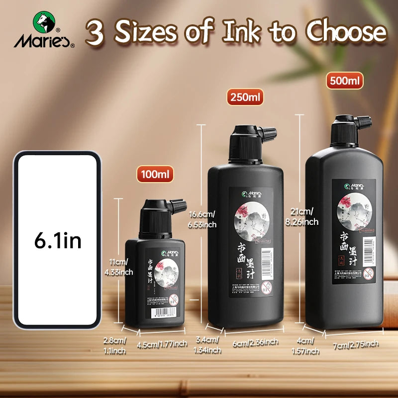 Marie's Calligraphy & Sumi Liquid Ink — 100g, 250g or 500g Bottle