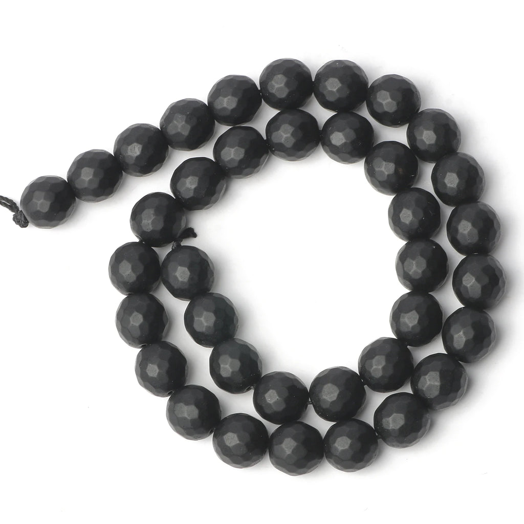 Stone Beads Matte Faceted Black Agate Onyx Styles for DIY Jewelry Making