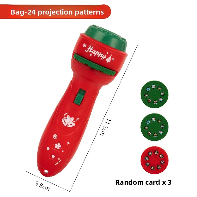 Christmas Cartoon Projection Flashlight  Creative Children Flashlight Toy Projector Baby Toys Bedtime Story Book Toy3-10 Cards