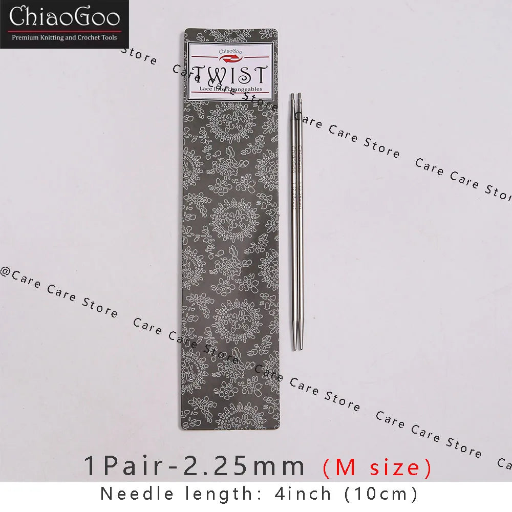 Knitting Needle Tips, ChiaoGoo TWIST Stainless Steel Interchangeable Pair