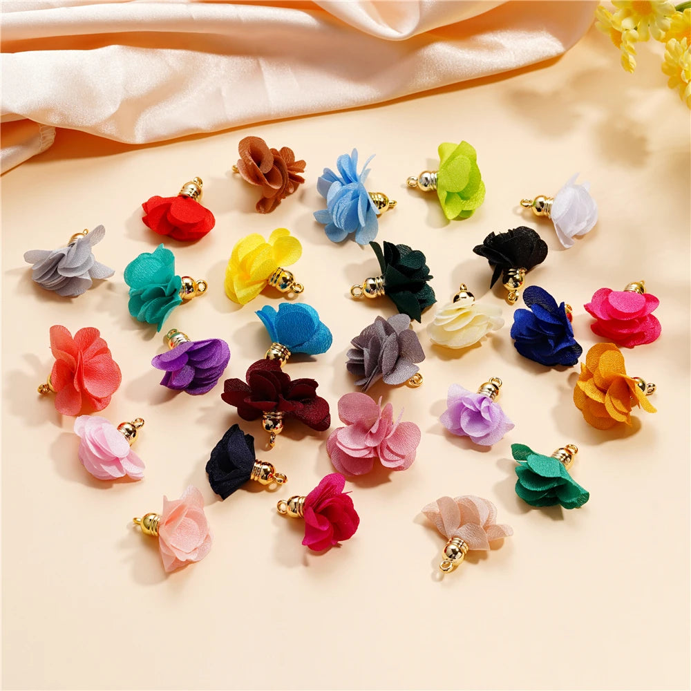 Earring Components Fabric Flower Tassel Pendants Bracelet DIY Jewelry Making