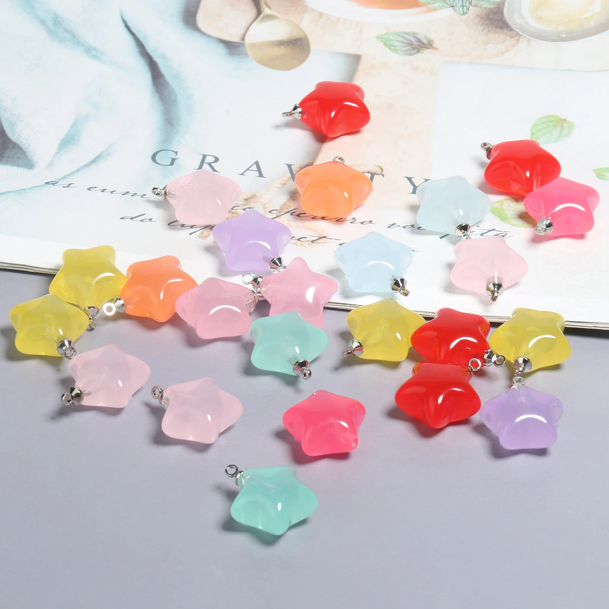 Resin Star Charms Colorful Candy-Style Pendants DIY Jewelry Making