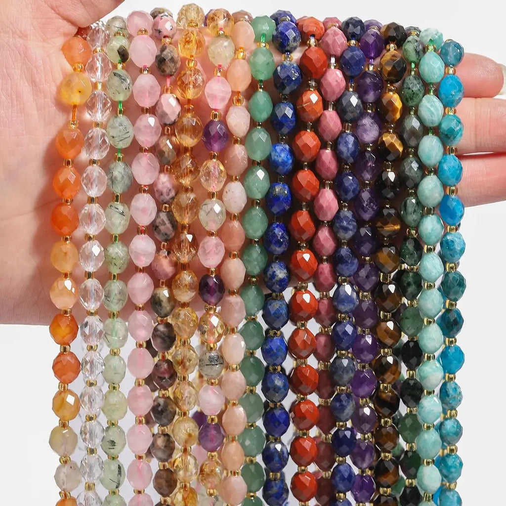 Stone Beads Faceted Oval Assorted Stone Styles for DIY Jewelry Making