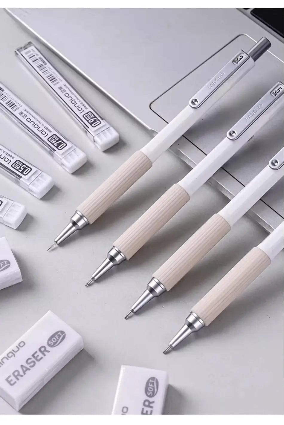 Metal Mechanical Pencil Set, HB — 4 Sizes with 80pc Lead Refills & Case