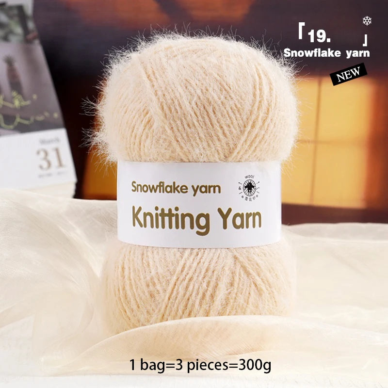 Yarn, Long-Pile Snowflake Texture for Shawls, Sweaters, Hats & Scarves