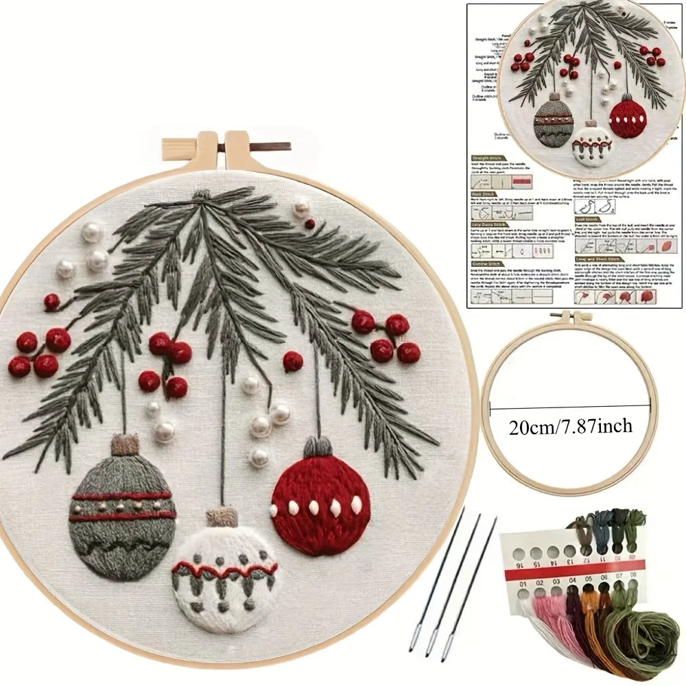 Christmas pattern hand-embroidery DIY material package set, equipped with an English guide and instruction manual, is particular