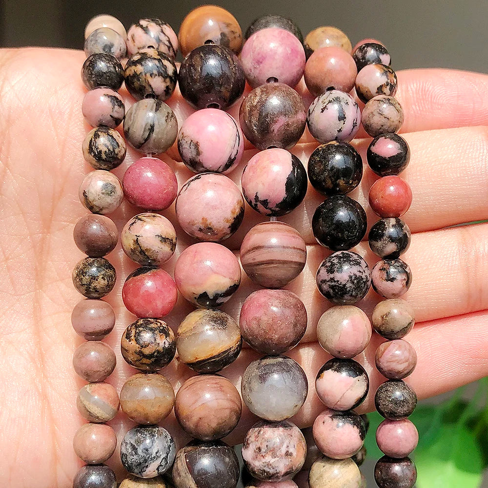 Stone Beads Round Black Lava Volcanic-Style for DIY Jewelry Making Craft Beads