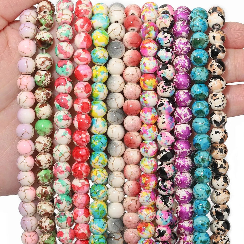 Stone Beads Colorful Round Howlite Turquoise Styles for DIY Jewelry Making