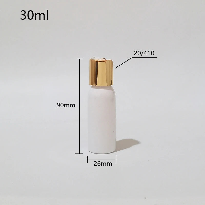 Disc-Top Bottles Empty PET Gold Tone Caps Cosmetic Packaging 50 Pack
