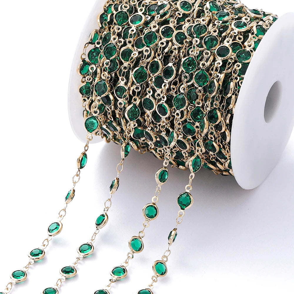 Metal Beads Colorful Crystal Beaded Chain Glass Necklace Chain Bracelet Supplies