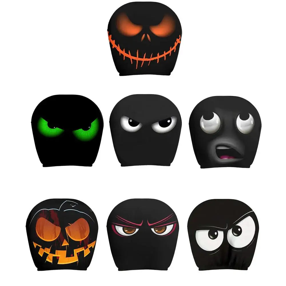 2X Funny Car Headrest Covers, Cartoon Eyes Car Seat Head Rest Protector Auto Front Seat Rest Decoration