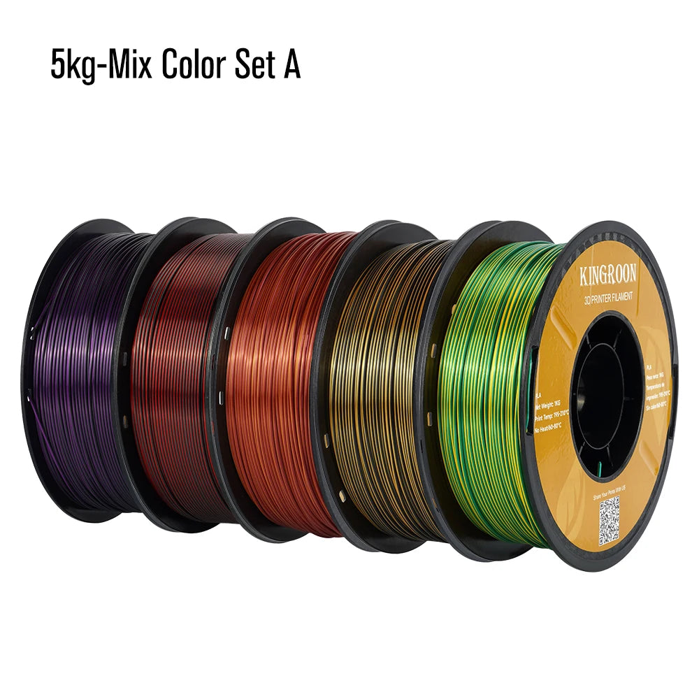 KINGROON Silk Dual-color PLA Filament 3D Printer 1.75mm 11/22 lbs Silk PLA Filament Plastic Materials 3D Printing Special Color
