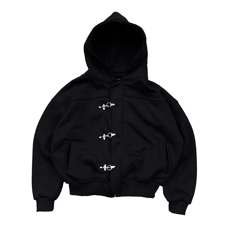 Hoodie Women's Gothic Fur Collar Zip Cardigan Slim Grunge Y2K Harajuku Winter