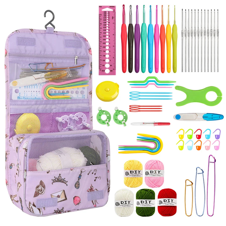 Crochet Hook Tool Set with Tote Organizer for Handmade Yarn Projects