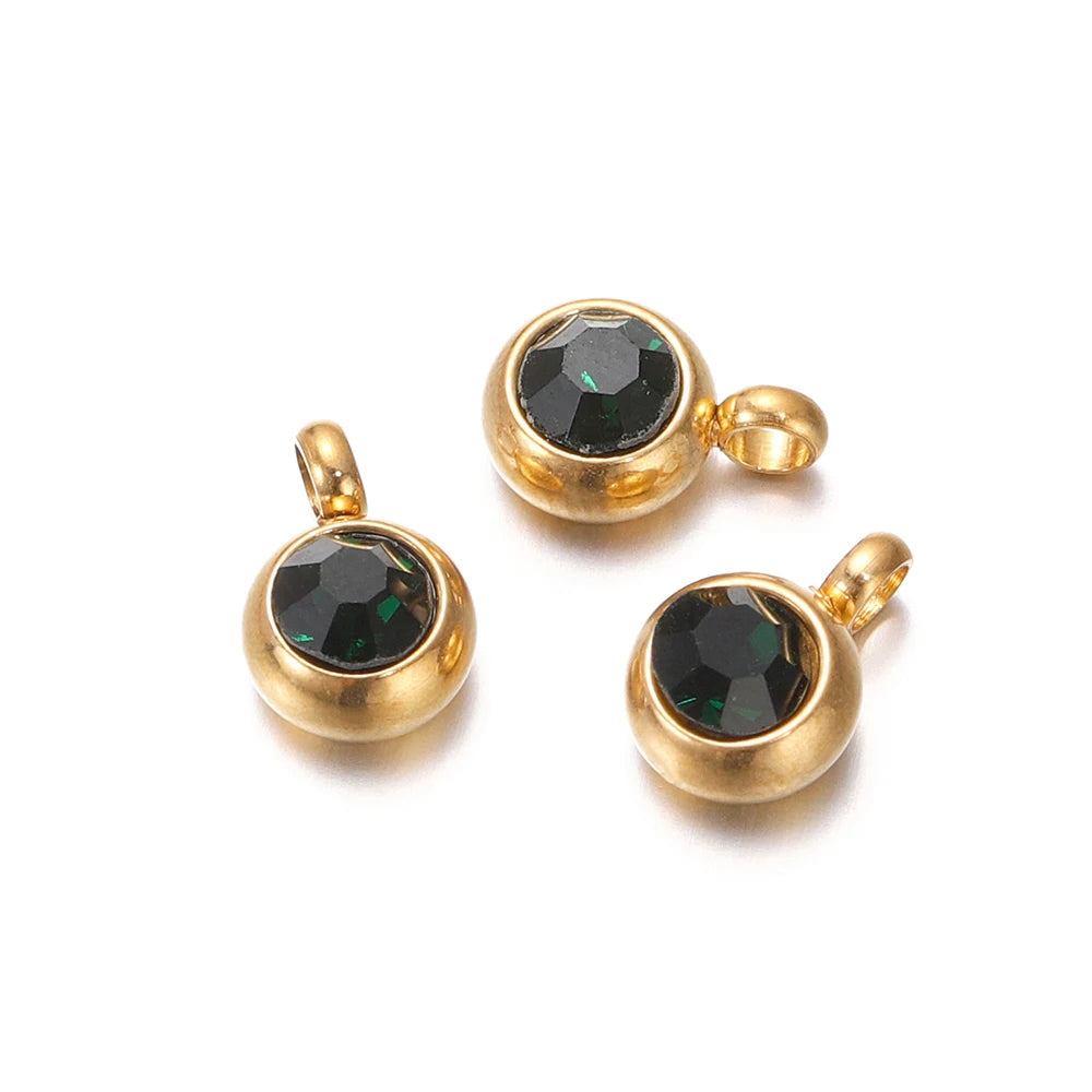 Earring Components Stainless Steel Birthstone Necklace Pendant Craft Supplies
