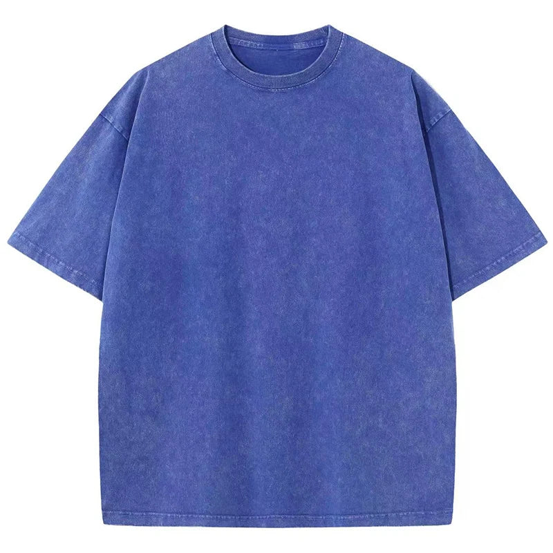 T-Shirt Unisex Washed Oversized Heavyweight Solid Color Vintage Loose Tee