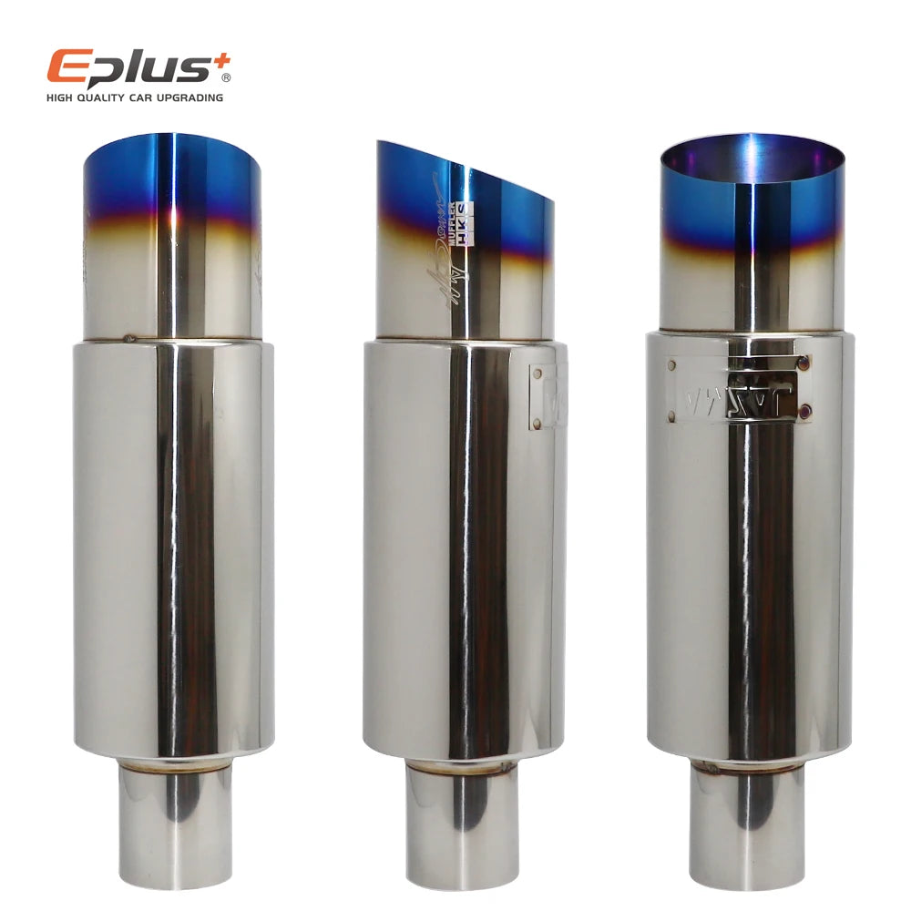 Stainless Steel Car Exhaust Drum Muffler Tail Pipe Universal 51-63mm