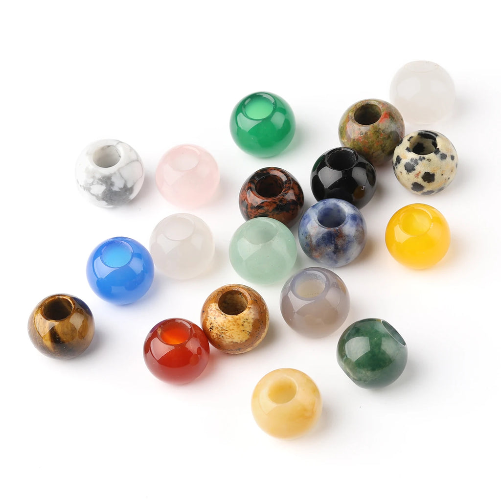 Stone Beads Large-Hole Agate Tiger Eye Jade Styles for DIY Jewelry Making