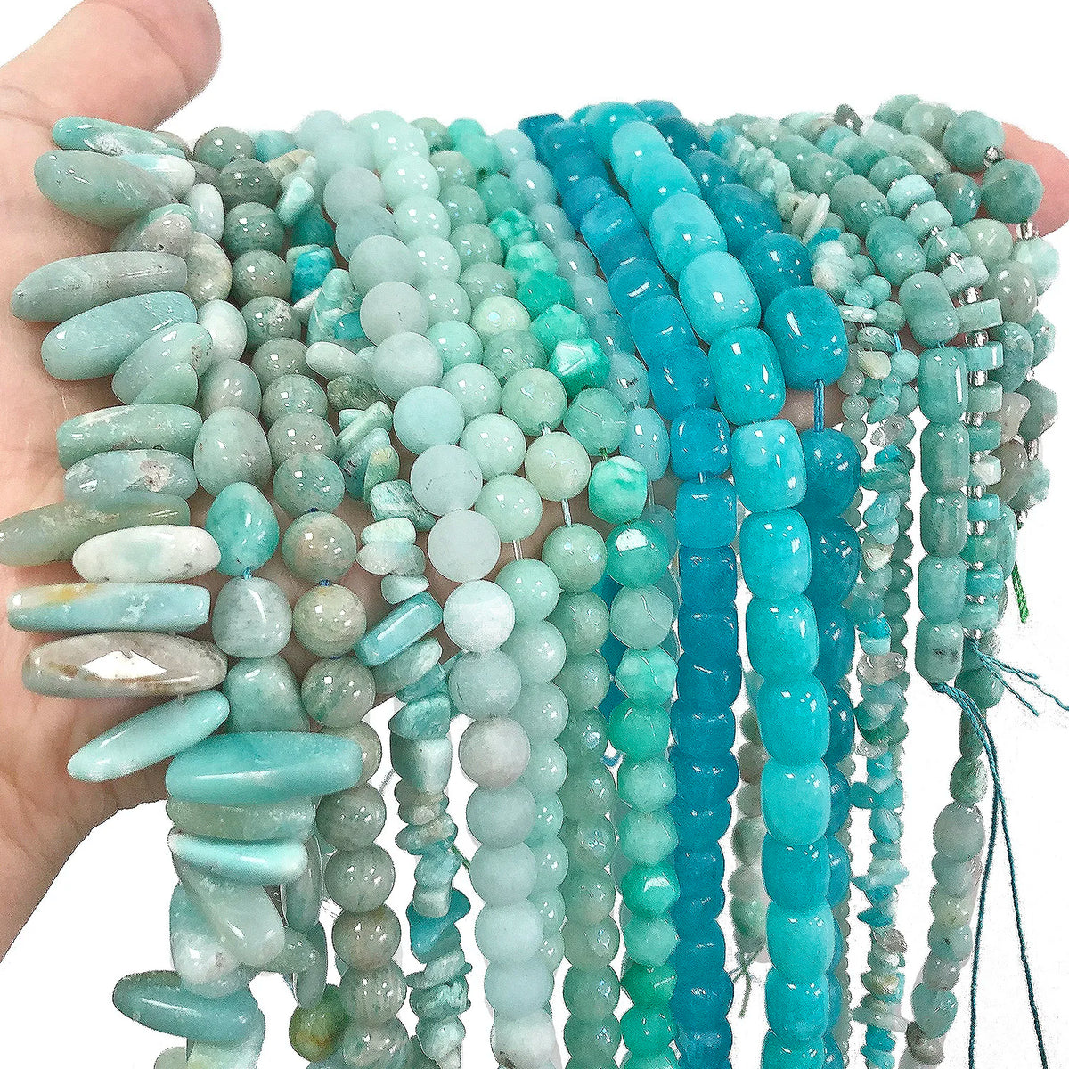 Stone Beads Amazonite-Style Faceted Mixed Shapes for DIY Jewelry Making