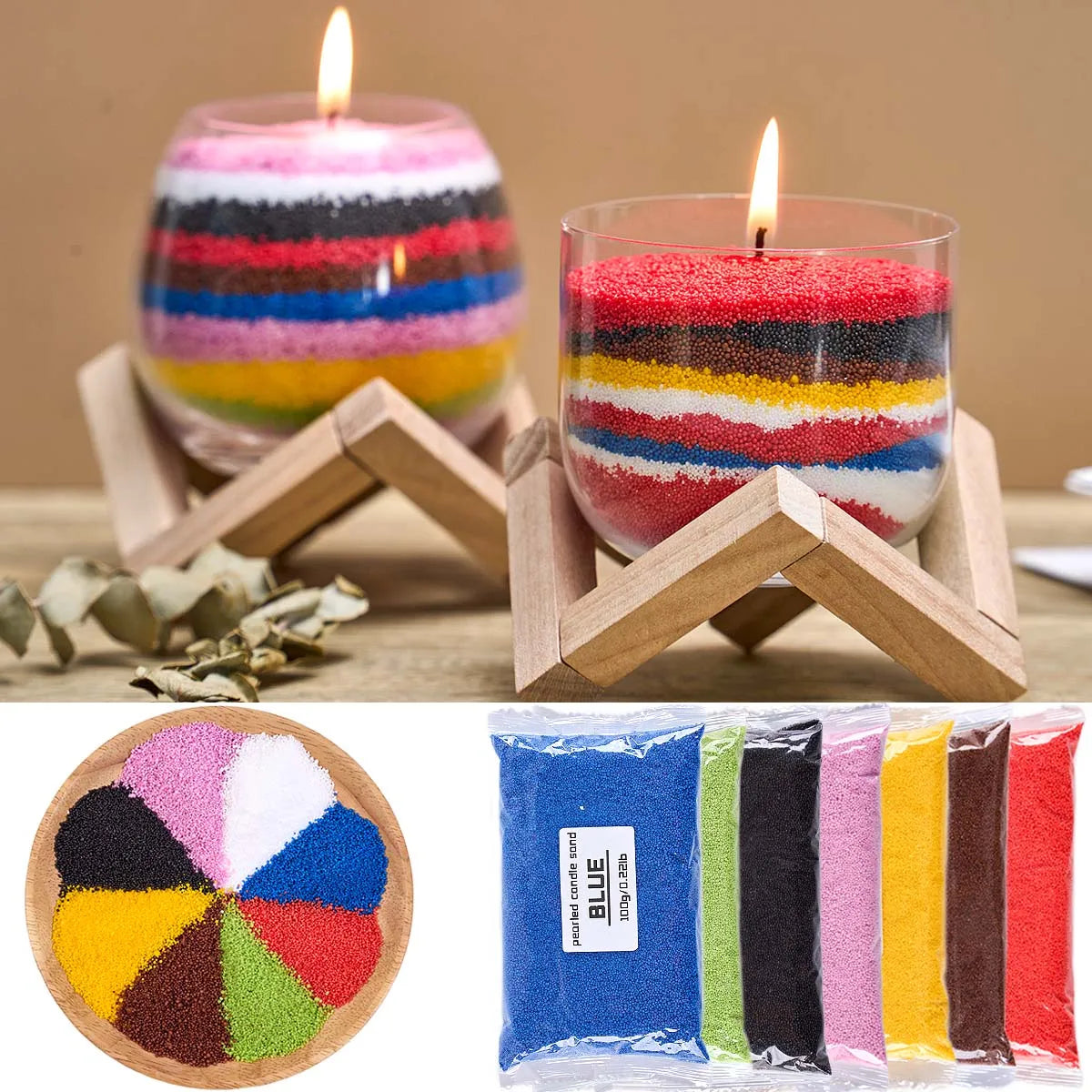 100G Color Sand Wax Ice Flower Wax DIY Candle Making Accessories Supplies Snowflake Wax Candle Landscape Painting Sand Cup