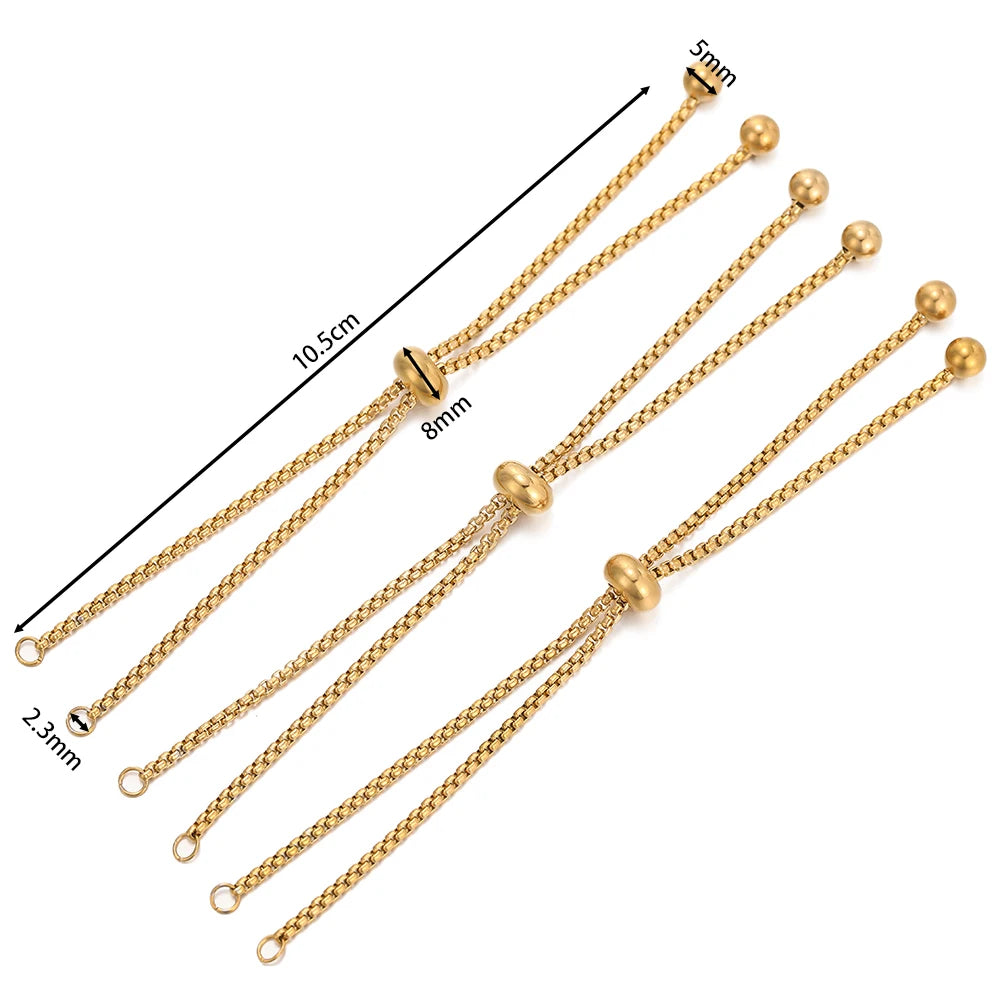 Bracelet Chains Stainless Steel Adjustable Slide Beads DIY Jewelry Making