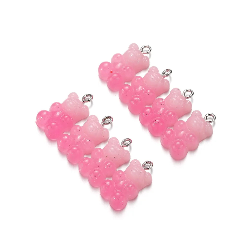 Earring Components Candy Bear Pendant Charms Colorful Resin Bears Craft Supplies