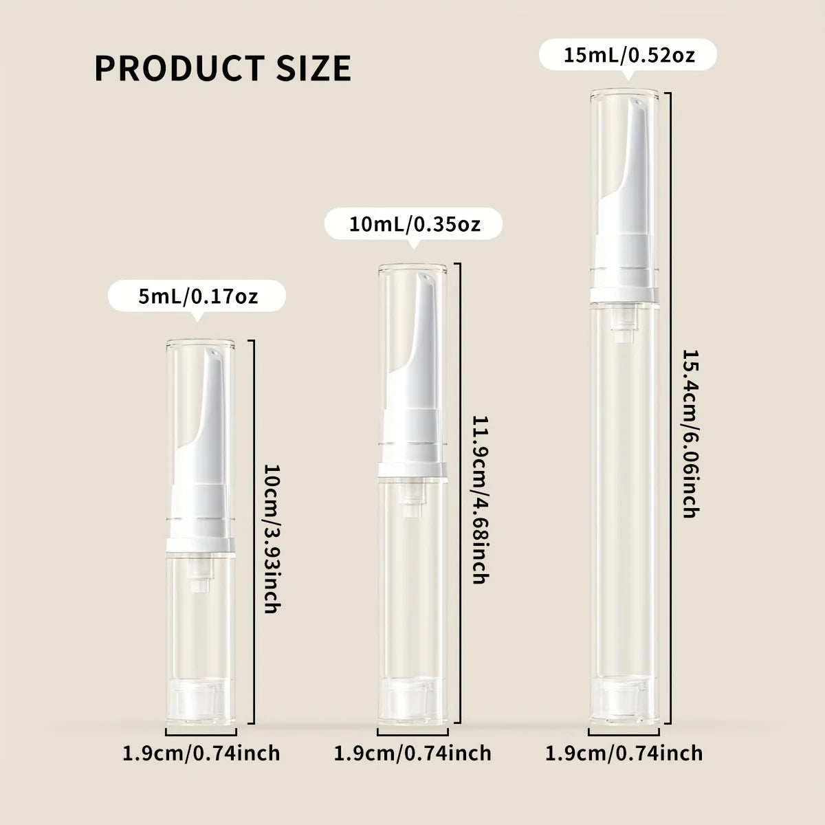 Airless Pump Bottle Empty Clear Refillable Cosmetic Sample Container