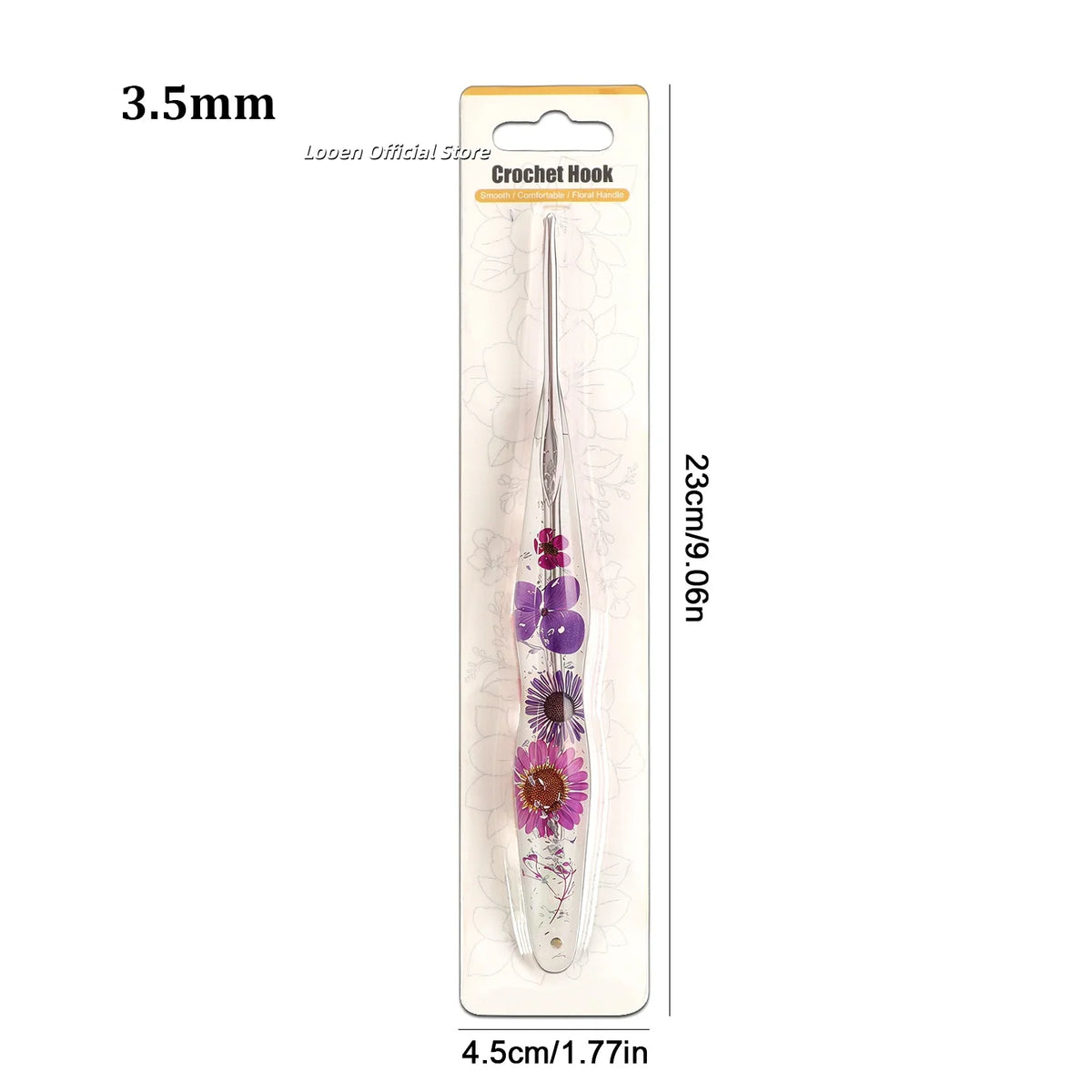 Crochet Hook, Gourd-Shaped Floral Resin Handle for Handmade Yarn Projects