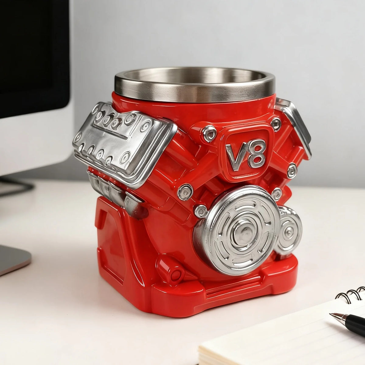 Engine Block Mug, V6, V8 & V12 — Resin Shell, Stainless Steel Liner