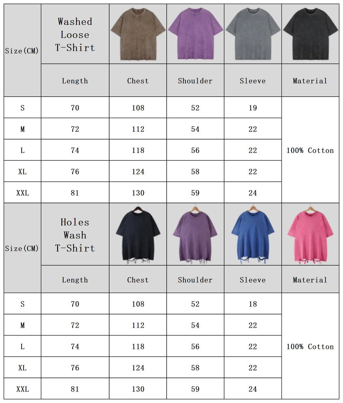 T-Shirt Unisex Washed Oversized Heavyweight Solid Color Vintage Loose Tee