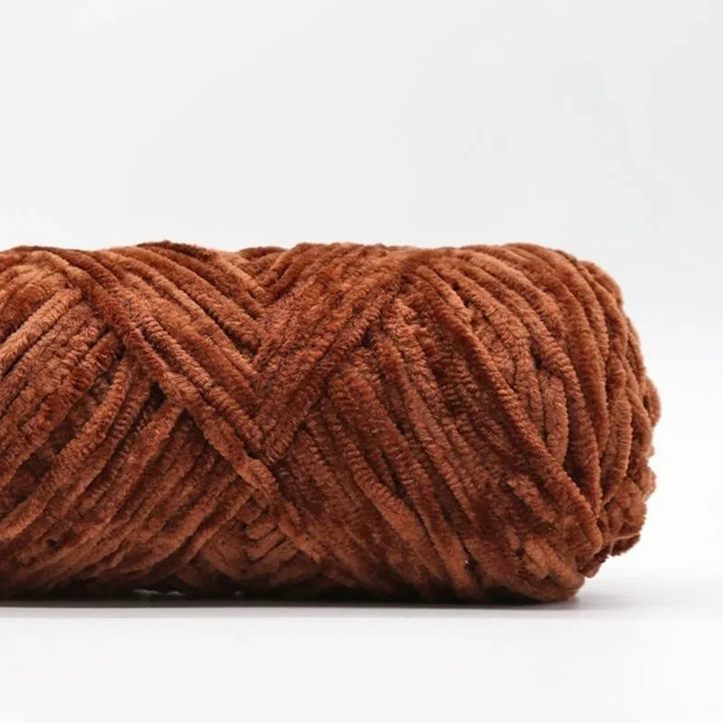 Yarn, Chenille Velvet-Style with Gold Luster for Scarves, Sweaters & Dolls