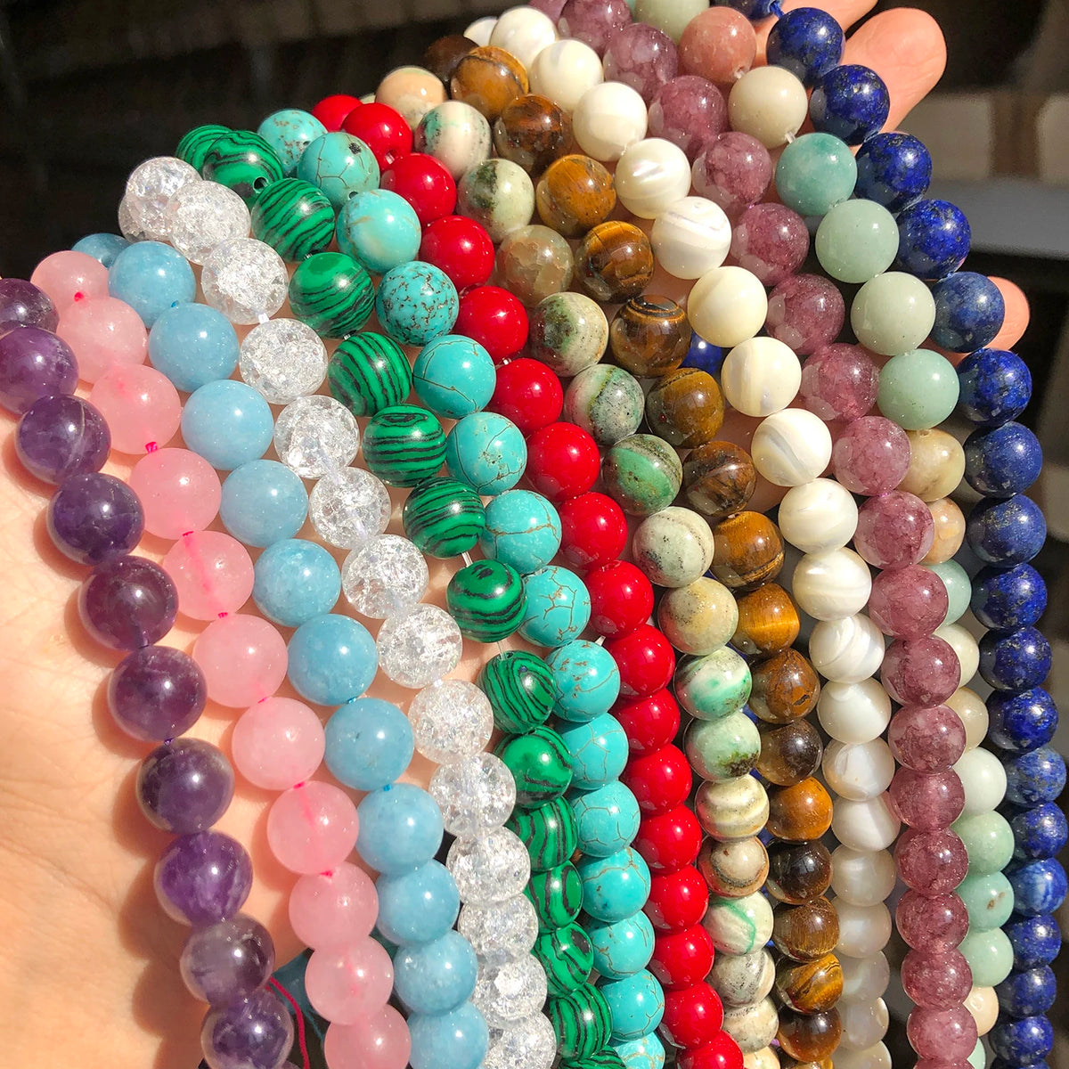 Stone Beads Tiger Eye Amethyst-Style Crystal Spacer Bracelets Necklace
