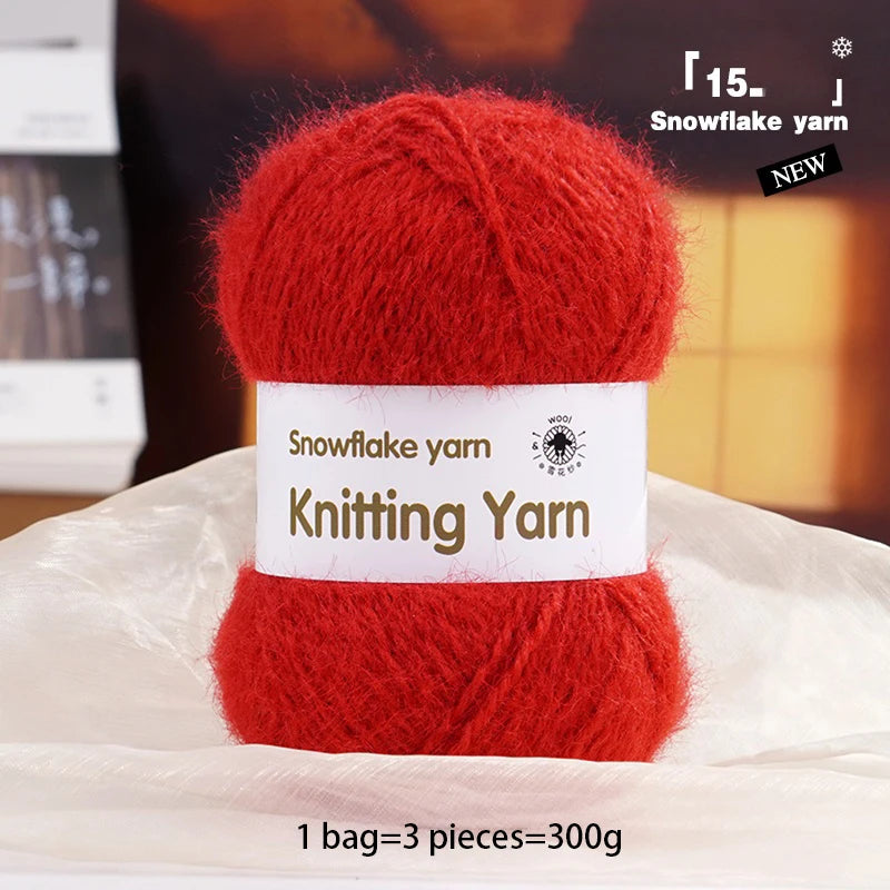 Yarn, Long-Pile Snowflake Texture for Shawls, Sweaters, Hats & Scarves