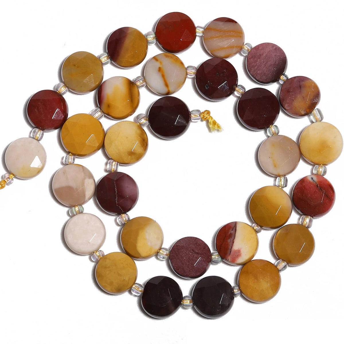 Stone Beads Nature Flat Round Amazonite Quartz-Style Agate Fluorite Craft Beads