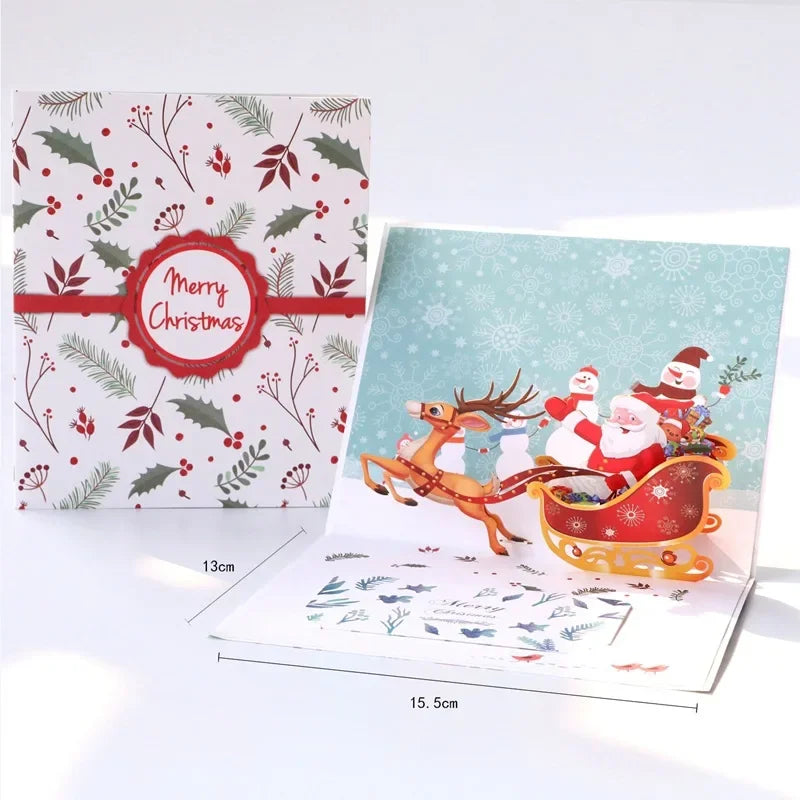Christmas Card 3D Pop-Up Santa Tree Reindeer Holiday Greeting 36 Designs