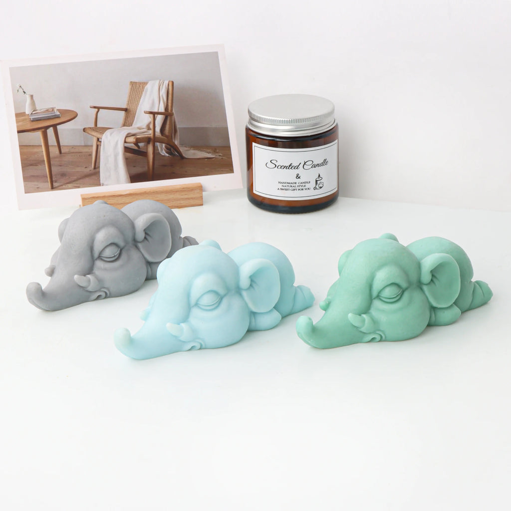 Candle Molds Silicone Sleeping Alligator Elephant 3D Animal DIY Soap Wax Casting