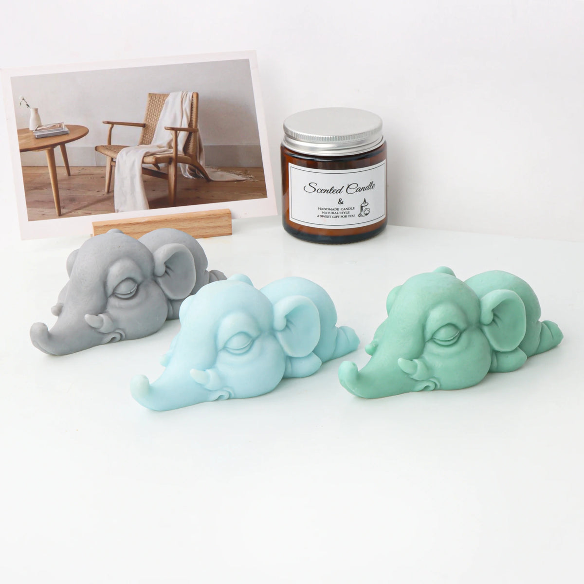 Candle Molds Silicone Sleeping Alligator Elephant 3D Animal DIY Soap Wax Casting