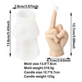 Large middle-finger mold and example candle diagram with separate tool and casting measurements