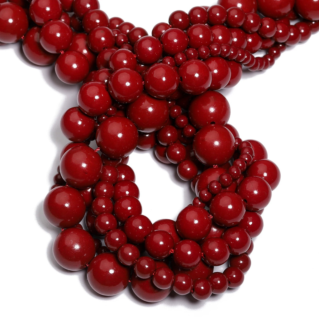 Stone Beads Round Cinnabar Jade Styles for DIY Jewelry Making Bracelet Supplies