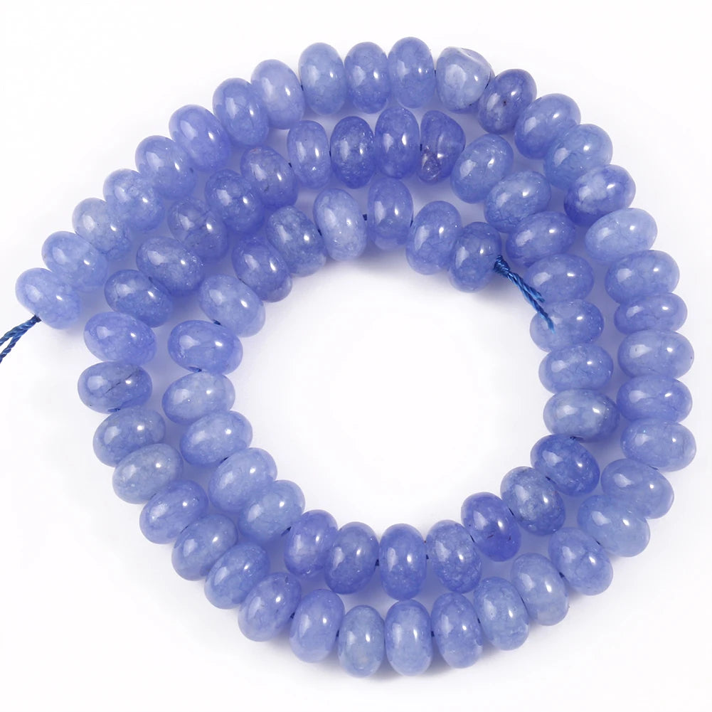 Stone Beads Round Purple Blue Angelite-Style Rondelle for DIY Jewelry Making