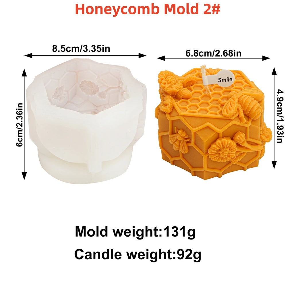 3D Bee Honeycomb Candle Mold DIY Embossed Beehive Pillar Scented Candle Plaster Mold Beehive Patterns Candle Making Tool