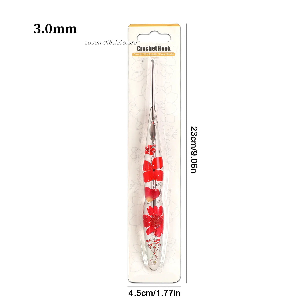 Crochet Hook, Gourd-Shaped Floral Resin Handle for Handmade Yarn Projects