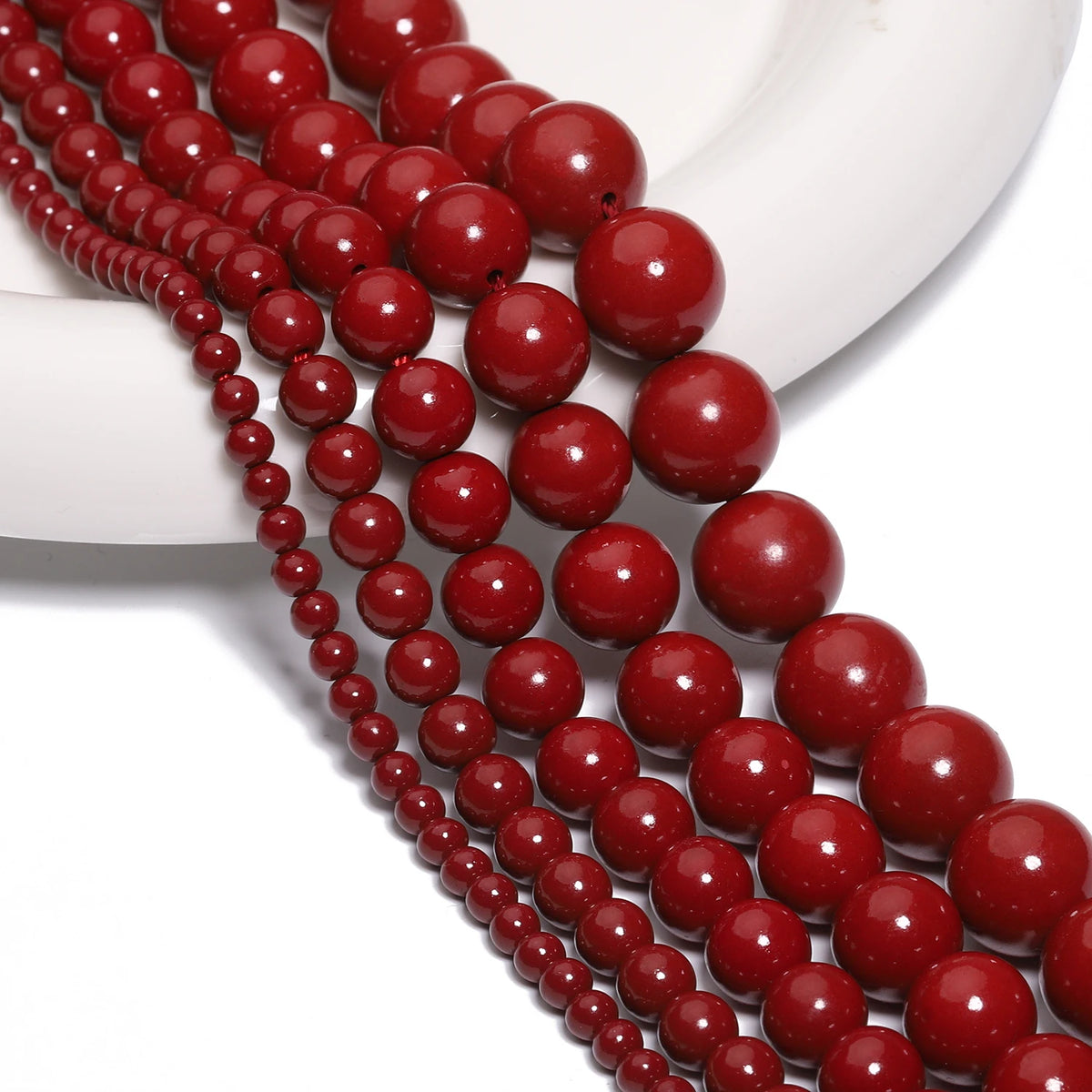 Stone Beads Round Cinnabar Jade Styles for DIY Jewelry Making Bracelet Supplies