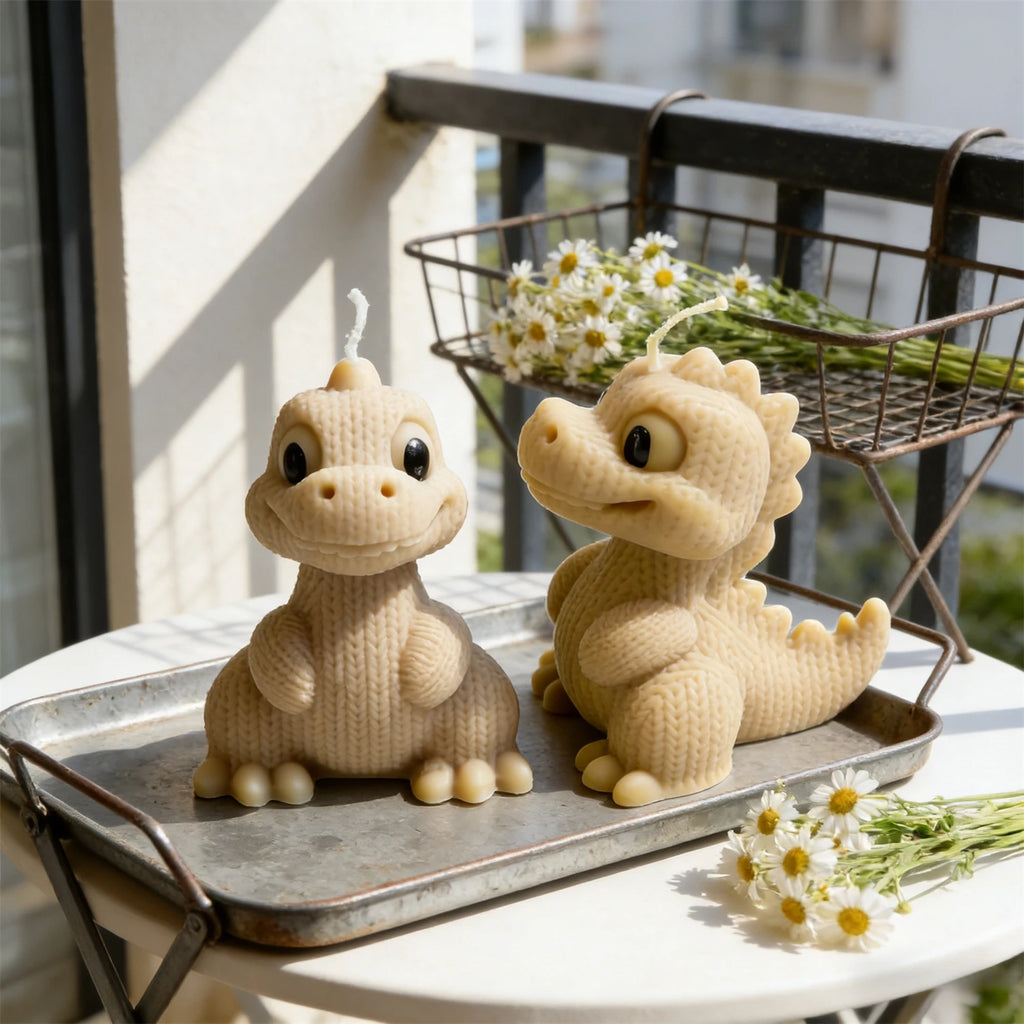 3D Knitted Dinosaur Silicone Candle Mold Cute Cartoon Dino Resin Mould for Soap,Plaster, DIY Aromatherapy Candle Home Decor Gift