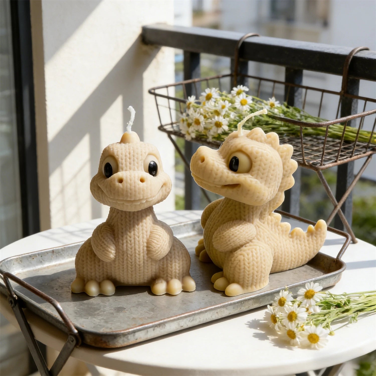 3D Knitted Dinosaur Silicone Candle Mold Cute Cartoon Dino Resin Mould for Soap,Plaster, DIY Aromatherapy Candle Home Decor Gift