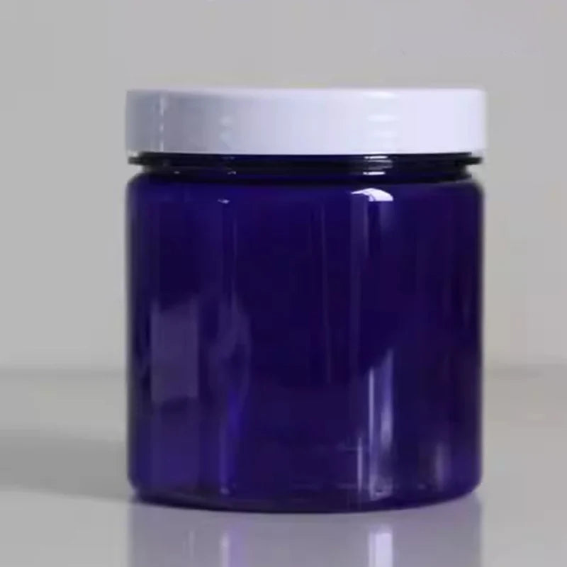 Cosmetic Jars Empty Round PET Blue Clear Black White Lids 12 Pack